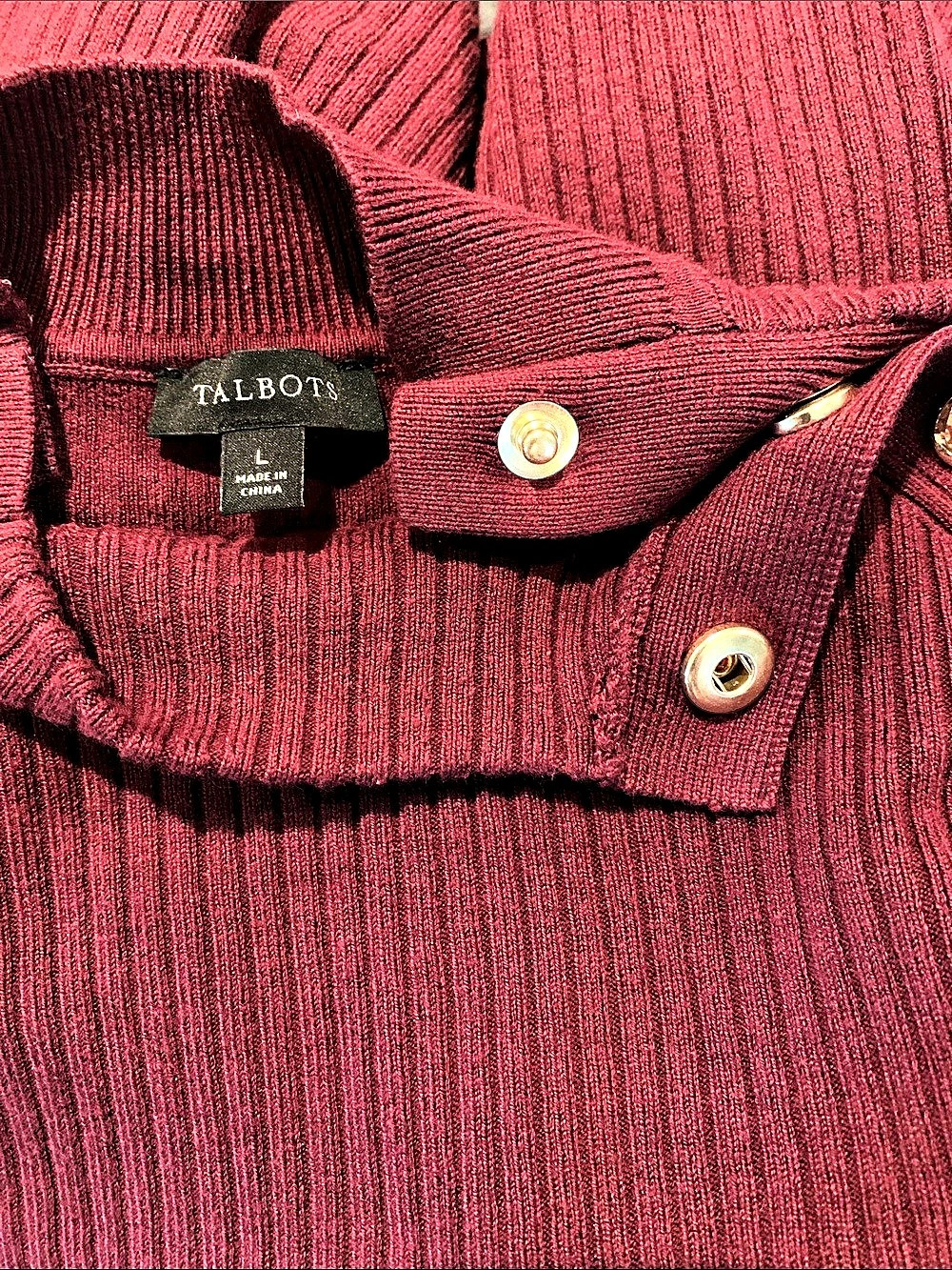 Talbots Ribbed Button Mockneck Sweater Red Size Large - Picture 5 of 5